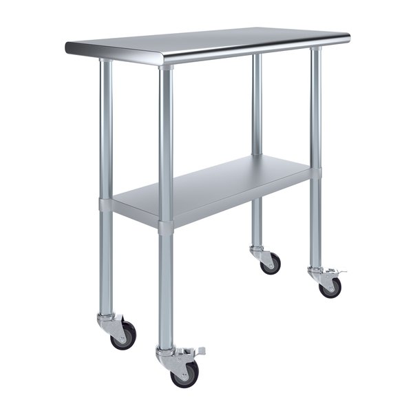 Amgood 18x36 Rolling Prep Table with Stainless Steel Top AMG WT-1836-WHEELS